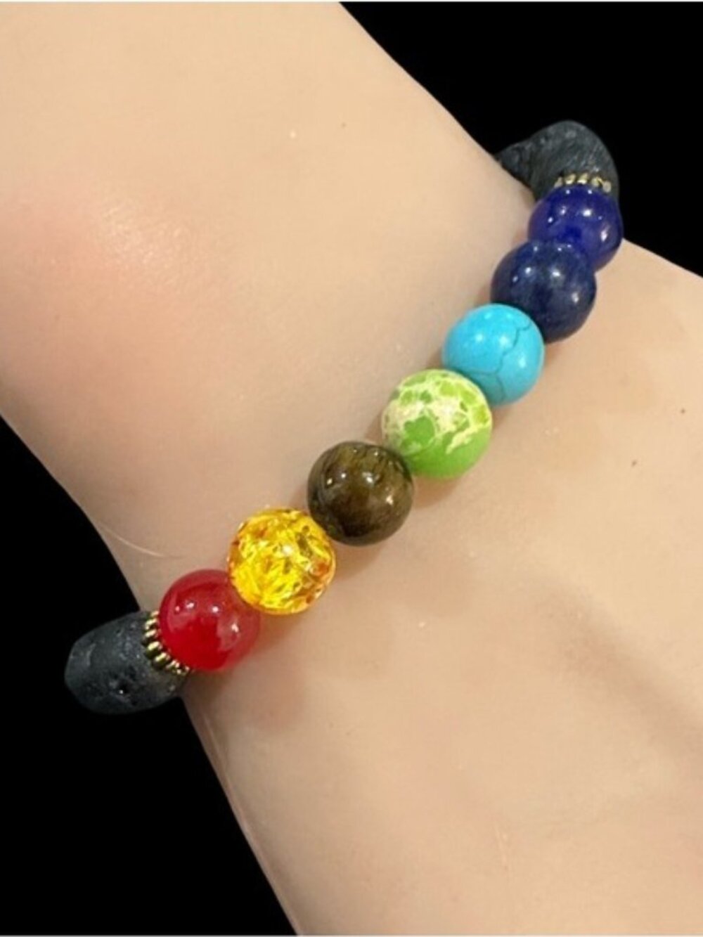Lava Stone Beaded Stretch Bracelet Natural Stone Chakra Healing New